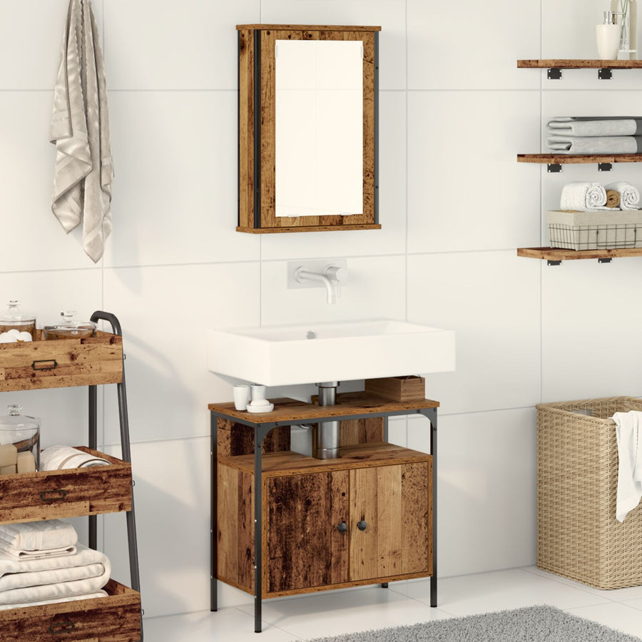2-Delige Badkamermeubelset Oud Hout Gefabriceerd Hout Oude hout
