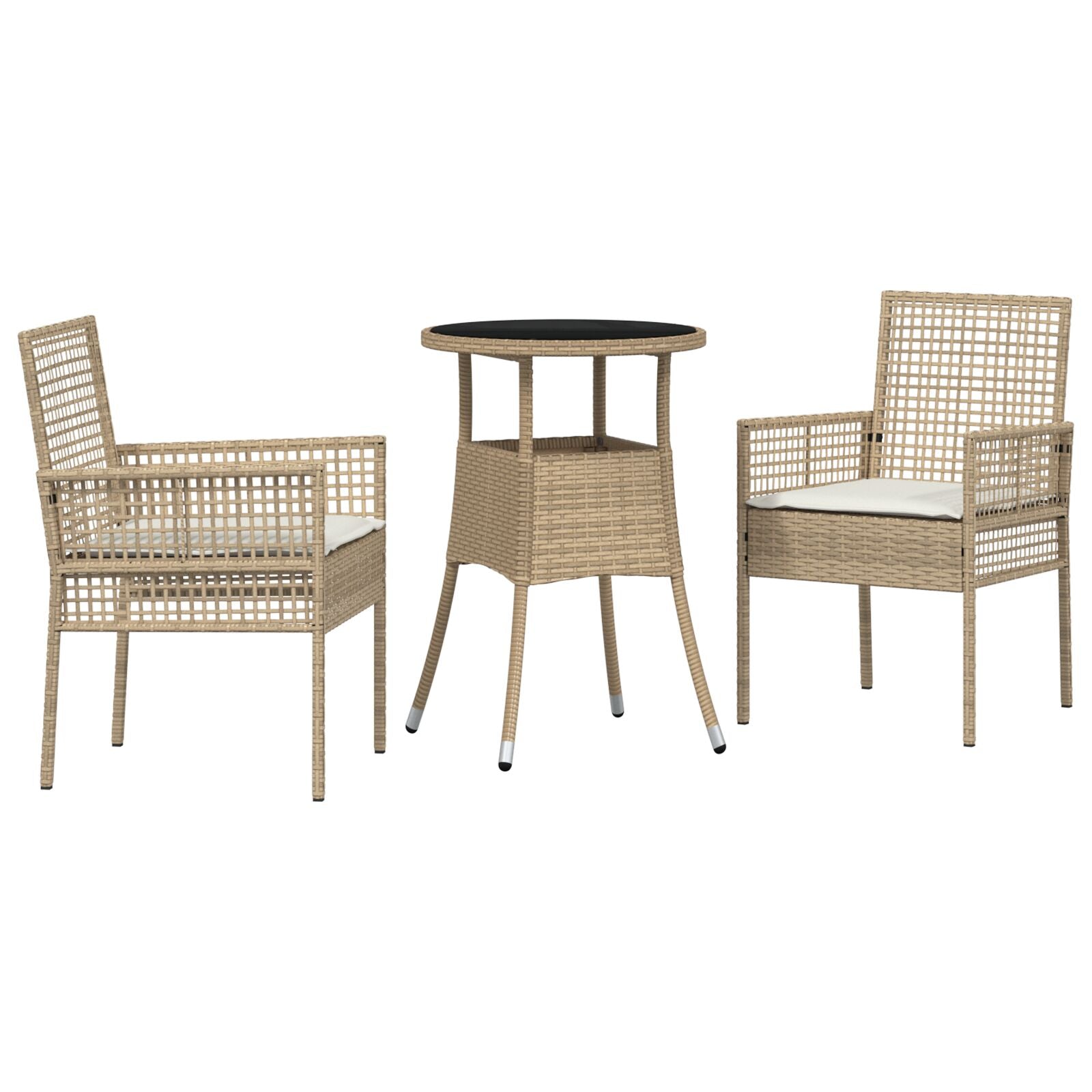 3 Delige Tuin Eet Set Beige Poly Rattan
