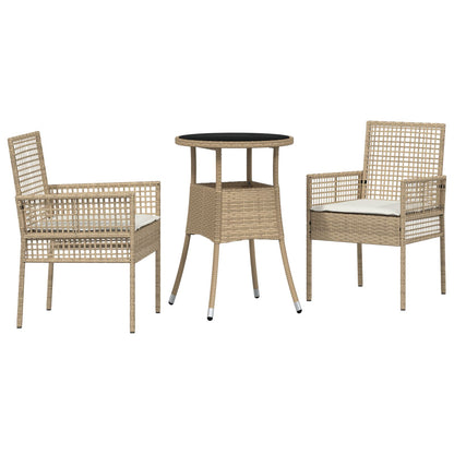 3 Delige Tuin Eet Set Beige Poly Rattan
