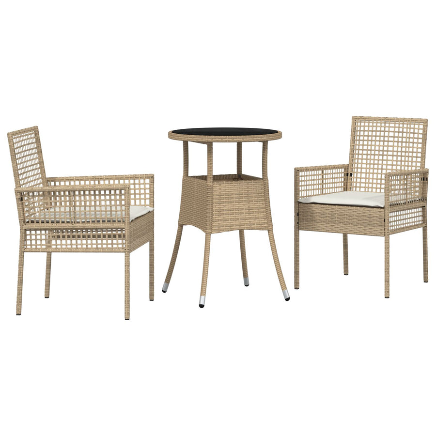 3 Delige Tuin Eet Set Beige Poly Rattan
