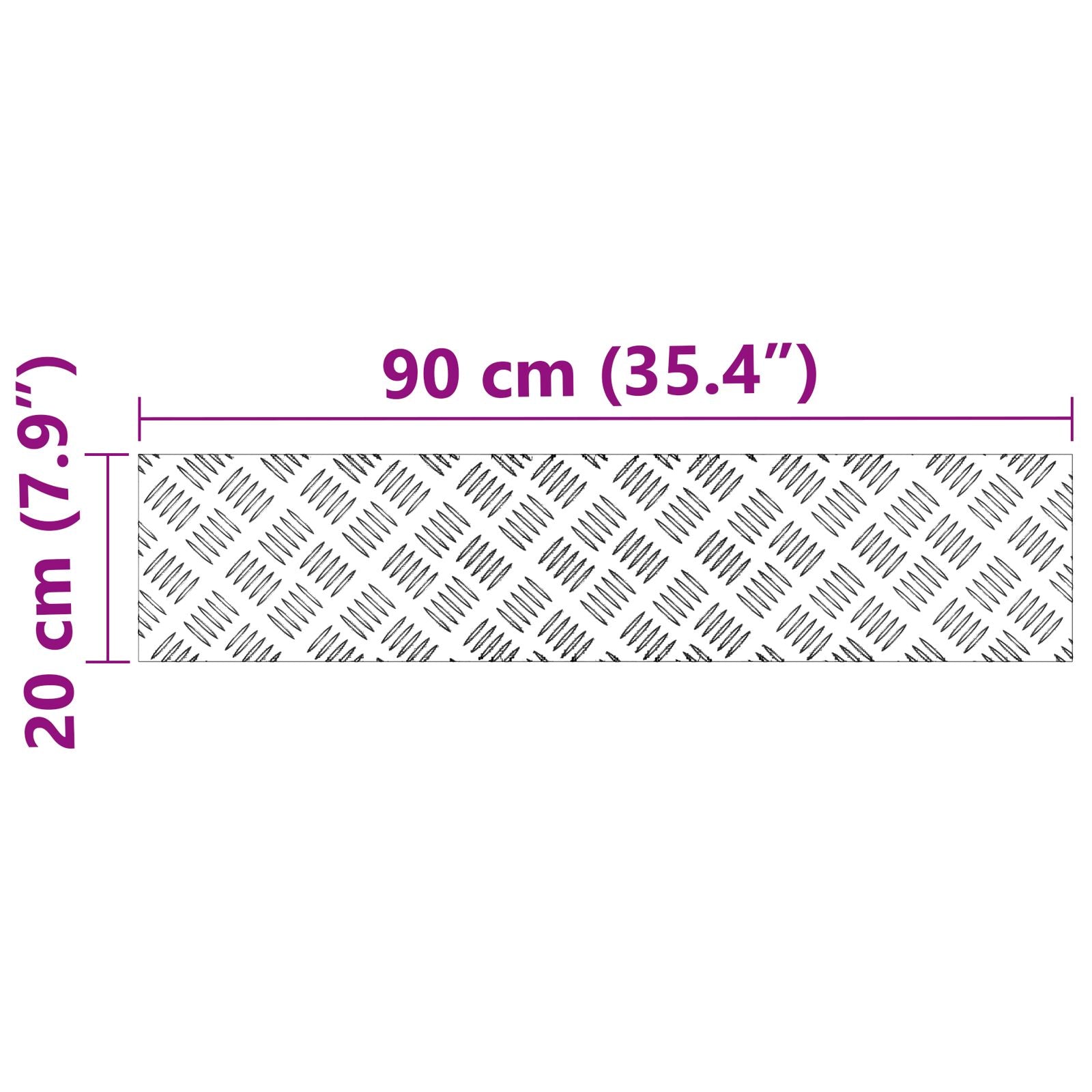 Aluminium Checker Platen 4 Stuks Antislip 90X20 Cm 90 x 20 x 0.3 cm Rechthoekig