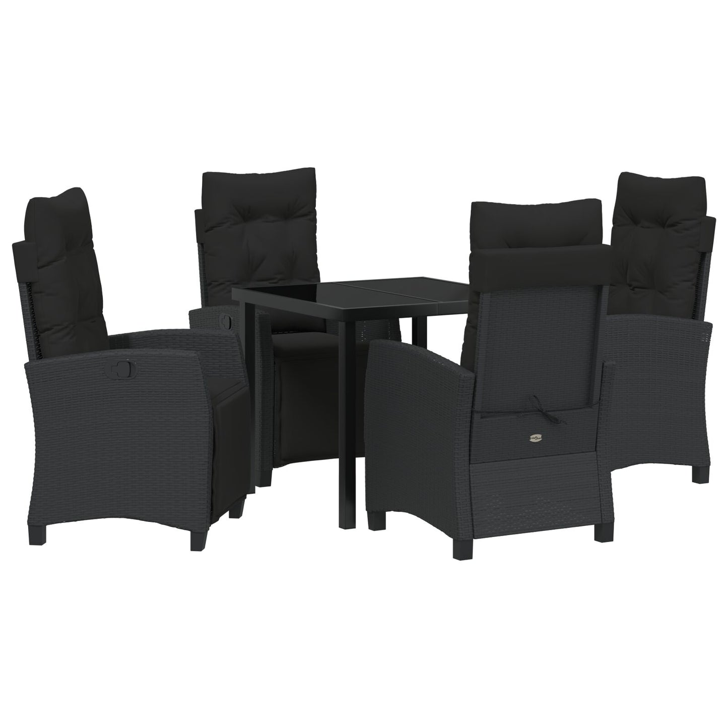 5-Delige Tuin Eetset Zwart Poly Rattan