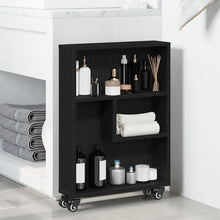 Smalle Opbergtrolley Zwart Eiken 48X13X68 Cm Gelaagd Hout