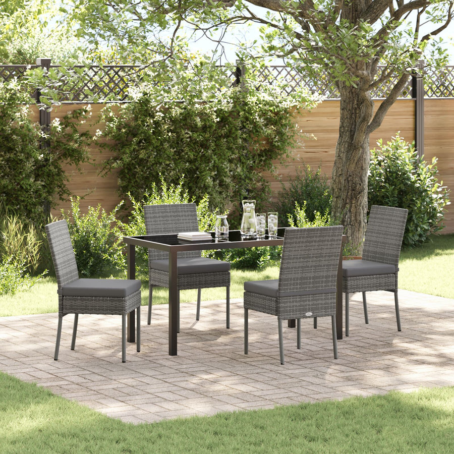 5-Delige Tuin Eetset Grijs Poly Rattan