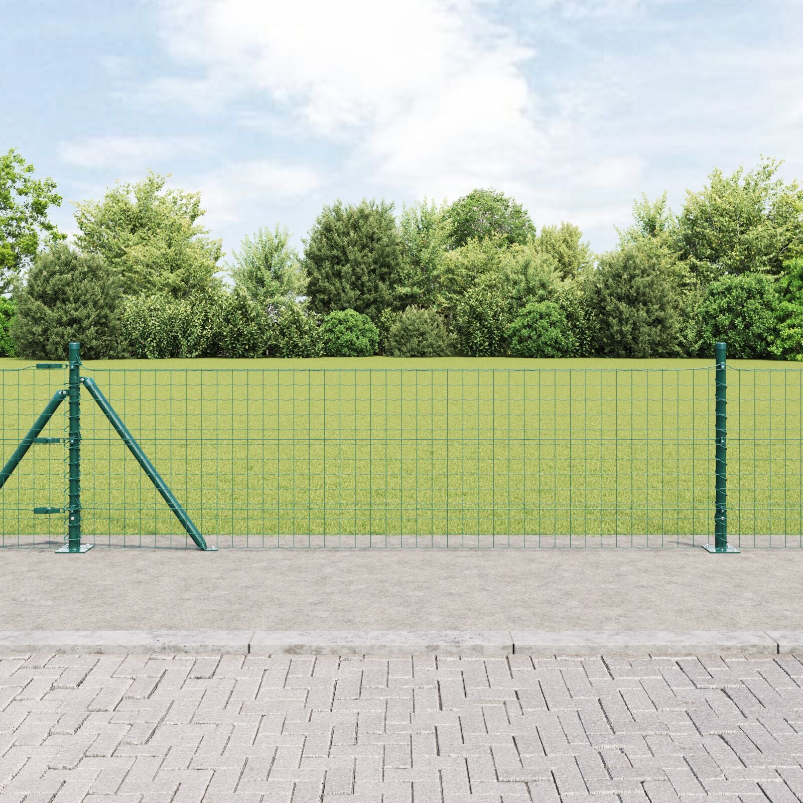 Omheiningspalen Set 7 Stuks Groen Gegalvaniseerd Staal