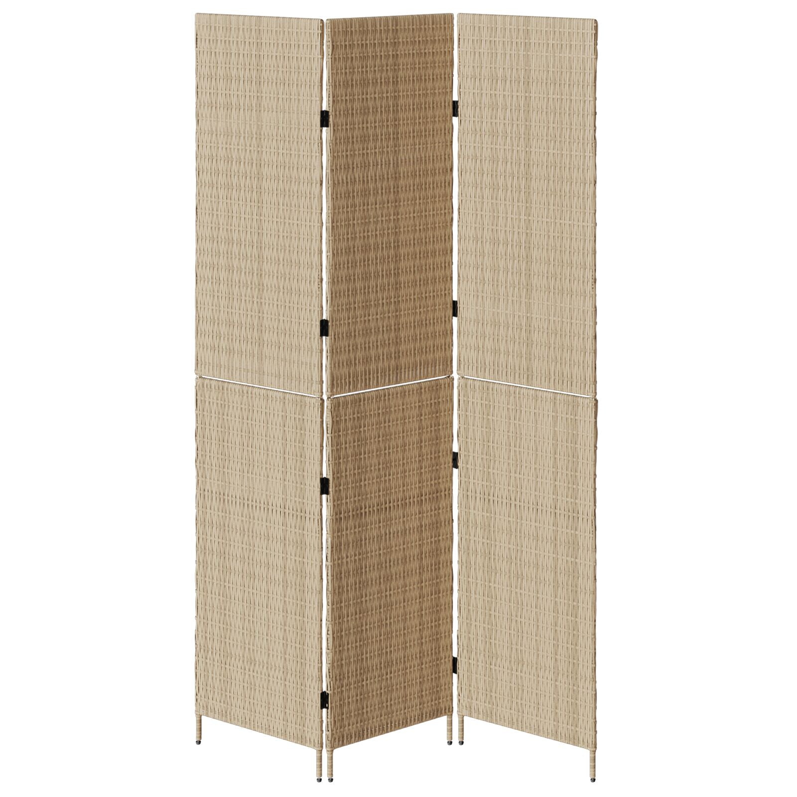 Ruimteverdeler 3 Panels Vouwbaar 146X Poly Riet 200 cm Beige 3 panelen