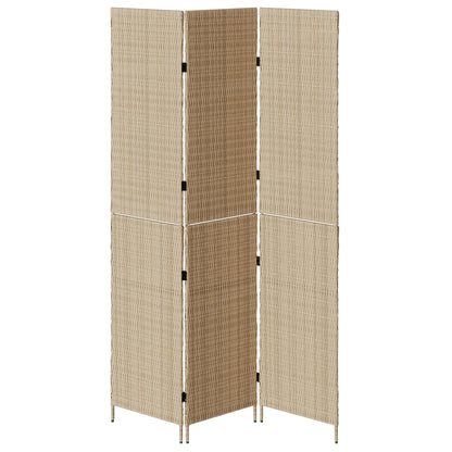 Ruimteverdeler 3 Panels Vouwbaar 146X Poly Riet 200 cm Beige 3 panelen