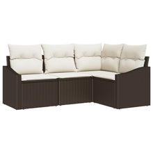 4-Delige Tuin Sofa Set Met Kussens Bruin Poly Rattan