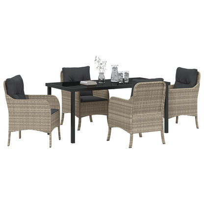 5-Delig Tuin Eetset Met Kussens Lichtgrijs Poly Rattan