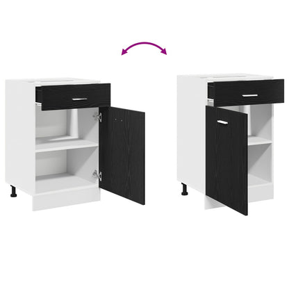 Zwarte Eiken Lade Kabinet - 50X46X81.5 Cm, Gemaakt Van Bewerkt Hout