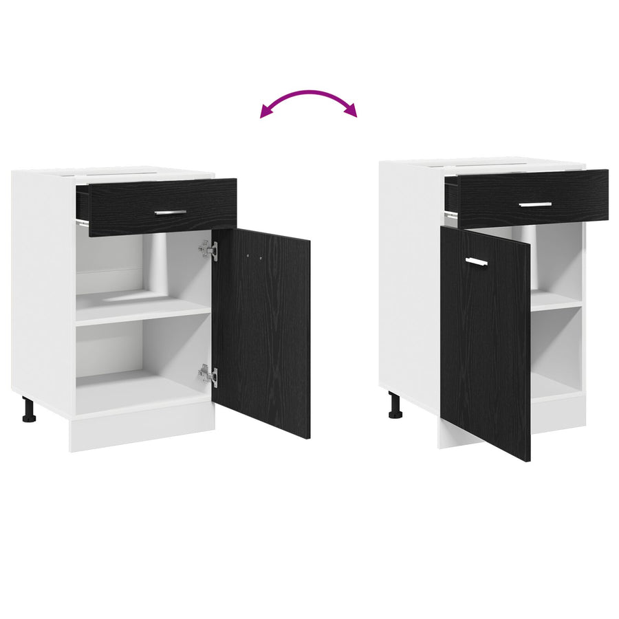 Zwarte Eiken Lade Kabinet - 50X46X81.5 Cm, Gemaakt Van Bewerkt Hout