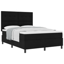 Boxspring Bed Met Matras Stof Zwart 160 x 200 cm Knop gestoffeerd