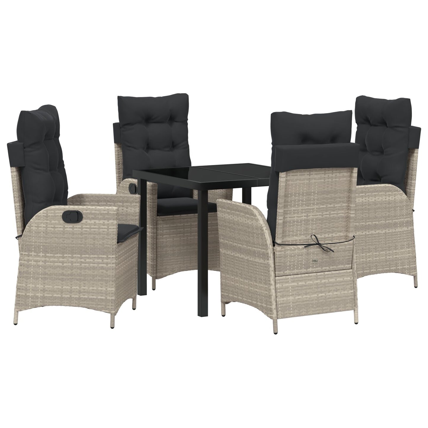 5-Delige Tuin Eettafel Set Met Kussens Lichtgrijs Poly Rattan