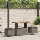 Tuin eettafelset poly rattan grijs 90 cm