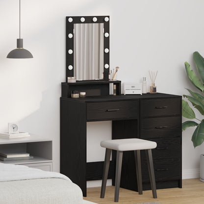Kaptafel Met Led-Verlichting Zwart Eik Zwart eiken 50 x 41 x 140 cm