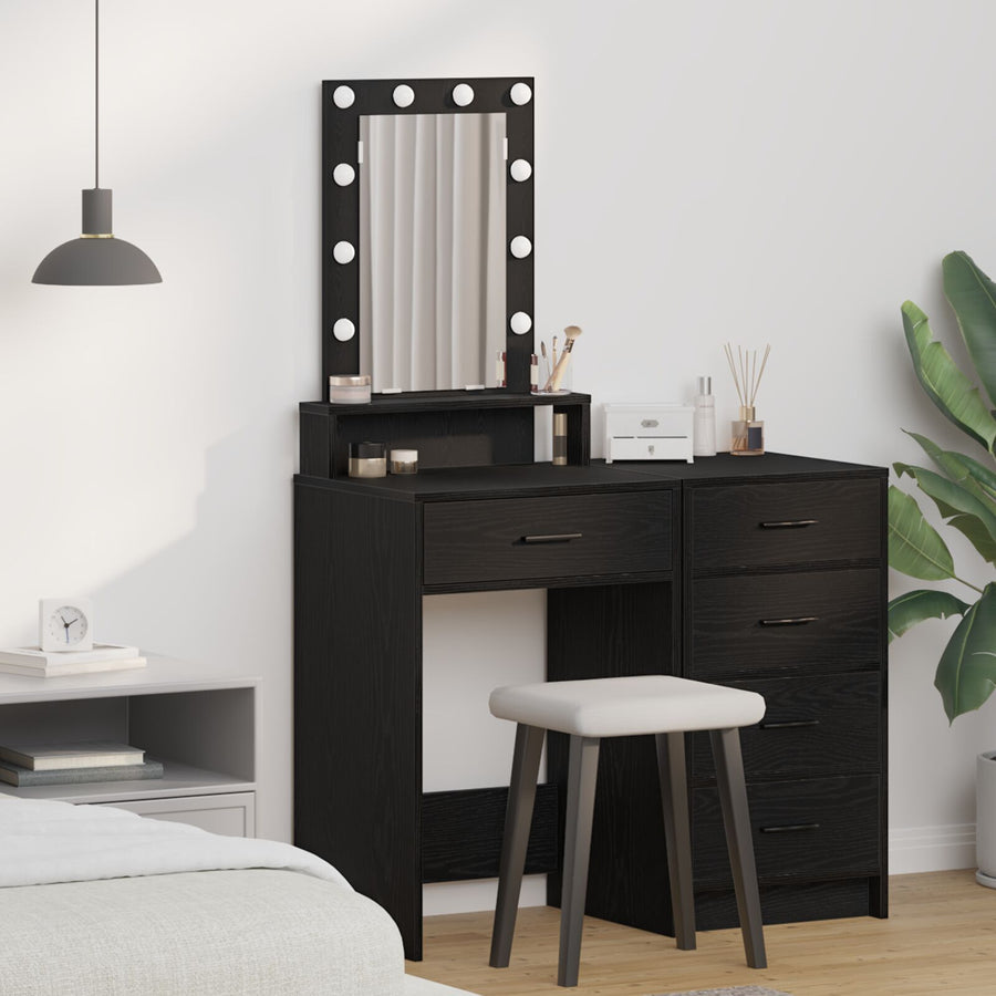 Kaptafel Met Led-Verlichting Zwart Eik Zwart eiken 50 x 41 x 140 cm