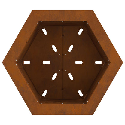 Rookvrije Vuurkorf Hexagonaal Weervast Staal 48 x 48 x 51 cm Verweerd staal/Bruin
