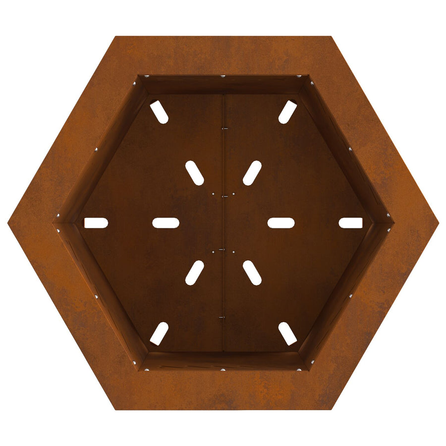 Rookvrije Vuurkorf Hexagonaal Weervast Staal 48 x 48 x 51 cm Verweerd staal/Bruin