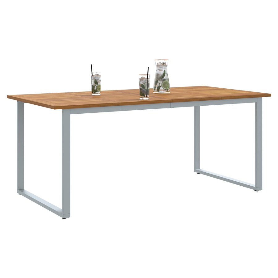Tuin Eettafel Staal En Massief Acaciahout 180 x 90 x 75 cm Overhangend ontwerp