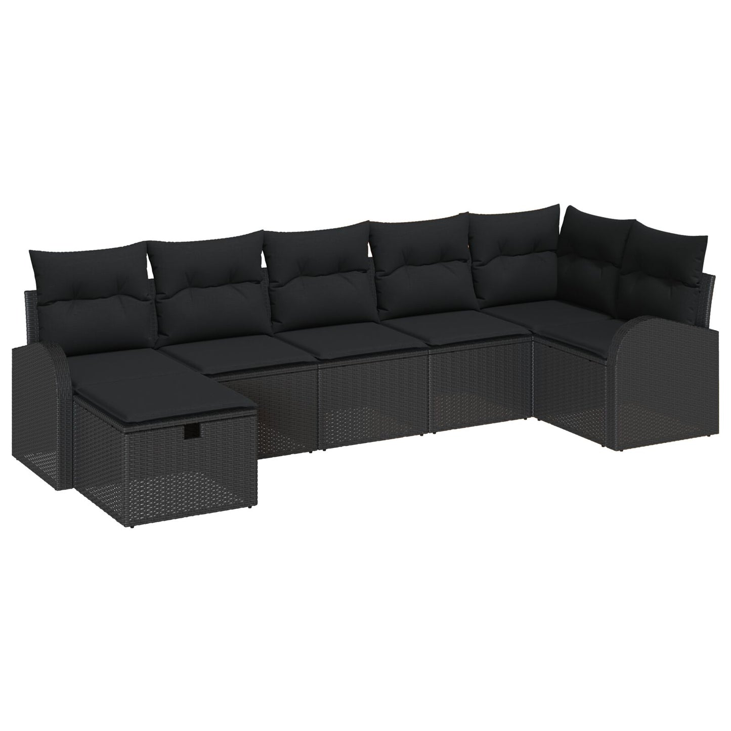 7-Delige Tuinbank Set Met Kussens Zwart Poly Rattan