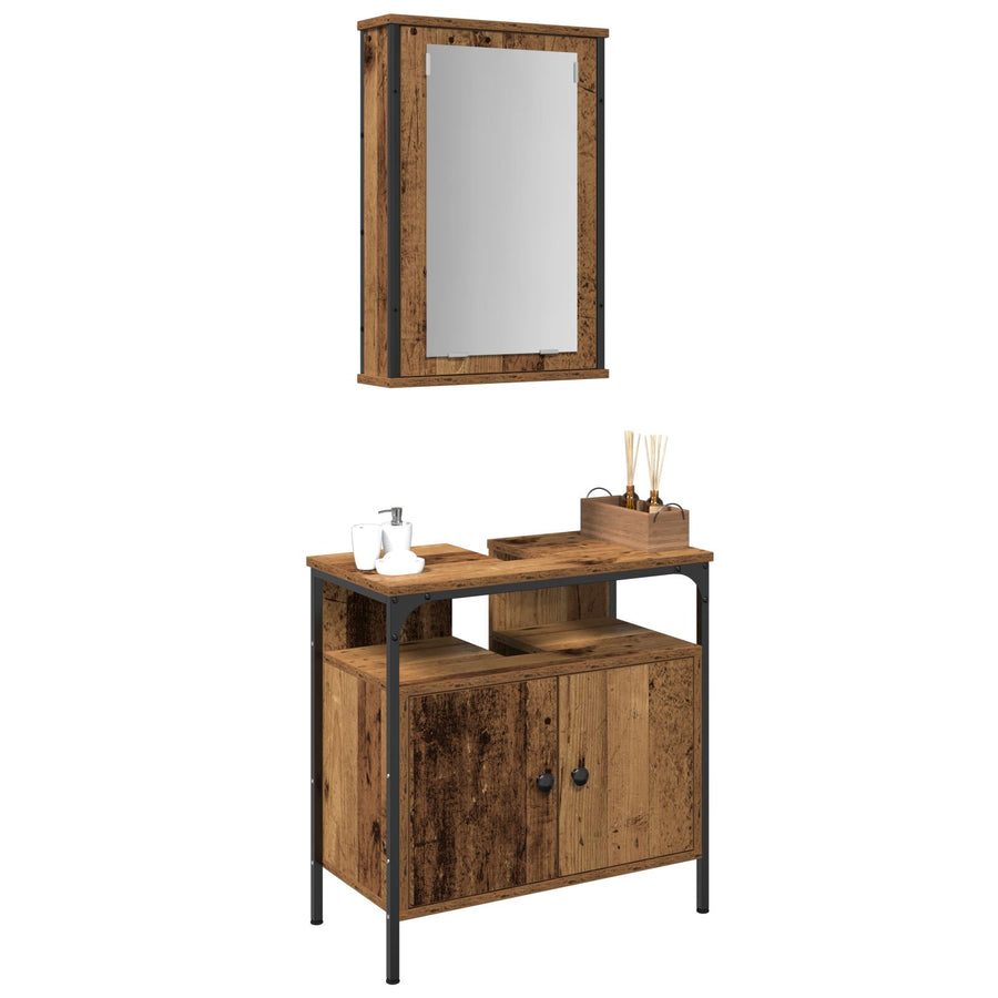 2-Delige Badkamermeubelset Oud Hout Gefabriceerd Hout Oude hout