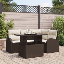 5-Delige Tuinbankset Met Kussens Bruin Poly Rattan