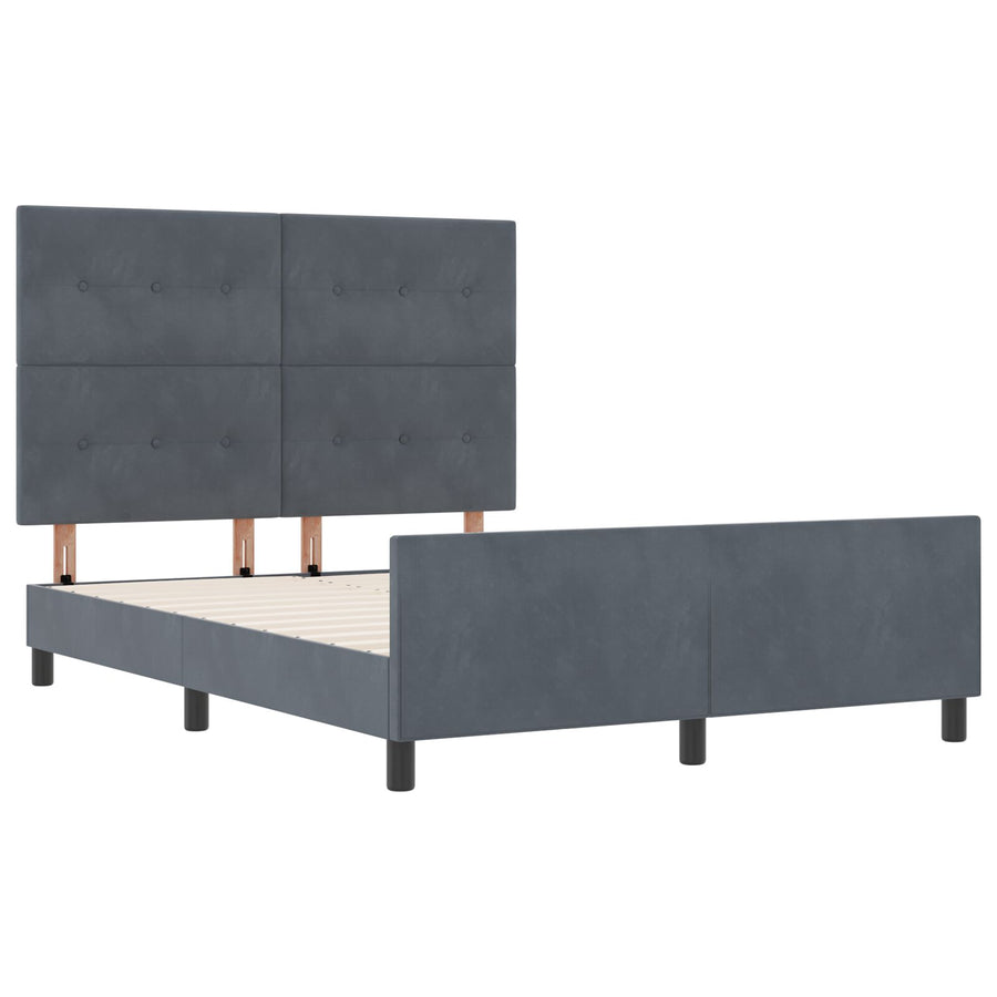 Donkergrijze Velours Bedombouw 140X190 Cm Crème