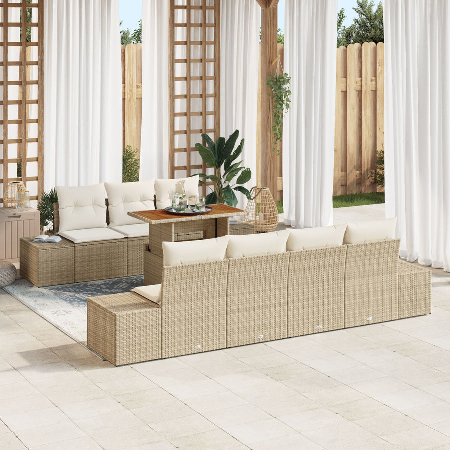 8-Delige Tuin Sofa Set Met Kussens Beige Poly Rattan
