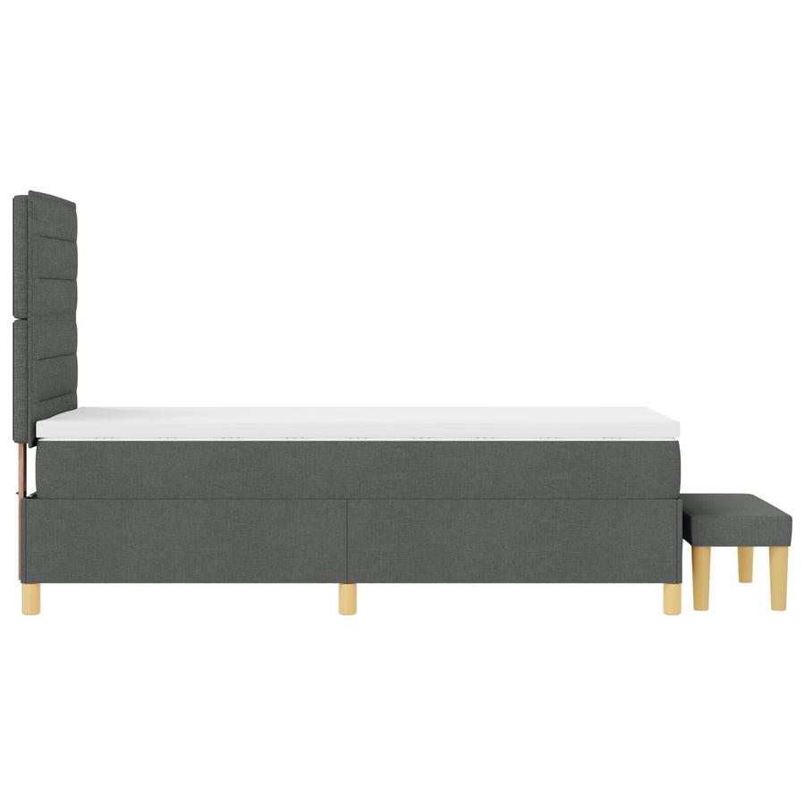Boxspring Bed Met Matras & Bench Stof Donkergrijs 100 x 200 cm Lijnen ontwerp