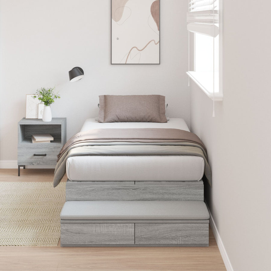 Opbergbedframe Grijs Sonoma Bewerkt Hout 236,5 X 90 X 31,5 Cm Artisanaal Eiken
