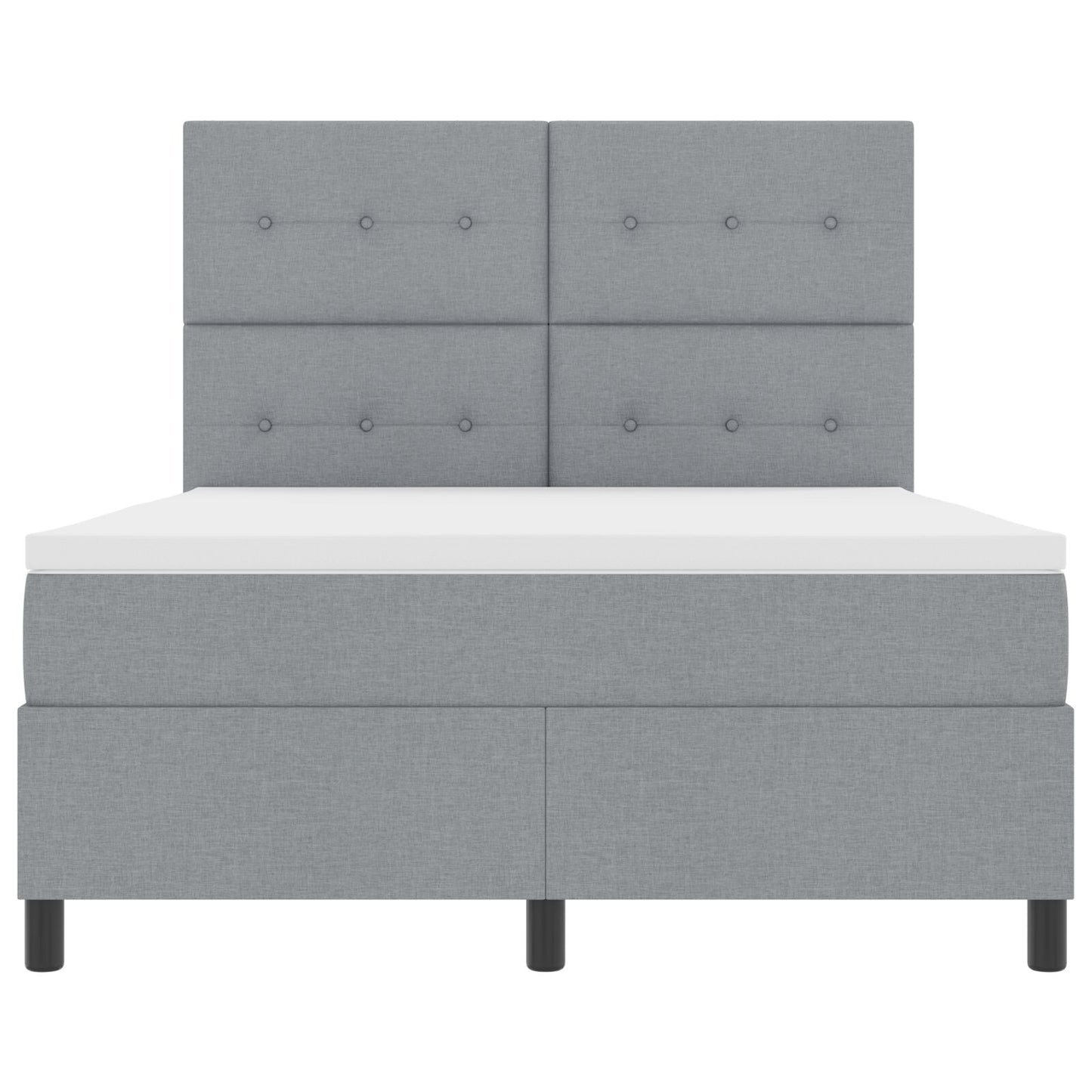 Boxspring Bed Met Matras Stof Lichtgrijs 140 x 190 cm Knopen gestikt