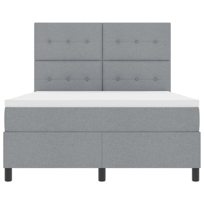 Boxspring Bed Met Matras Stof Lichtgrijs 140 x 190 cm Knopen gestikt