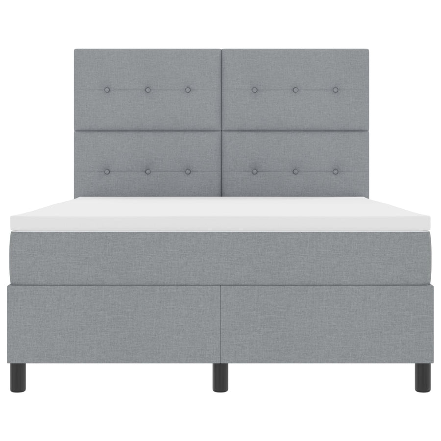 Boxspring Bed Met Matras Stof Lichtgrijs 140 x 190 cm Knopen gestikt