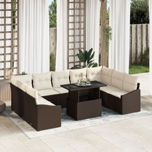 10-Delige Tuin Sofa Set Met Kussens Bruin Poly Rattan