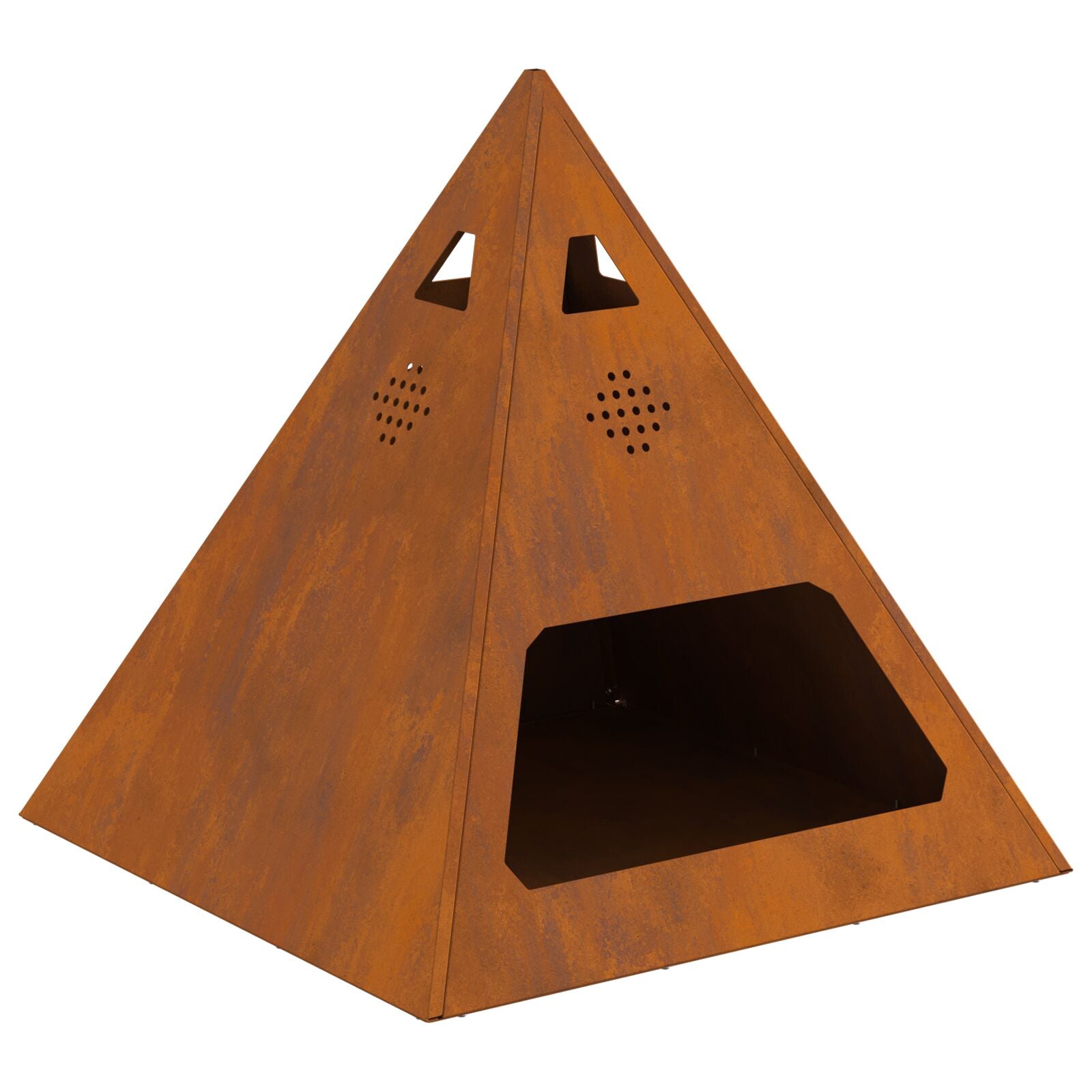 Vuurkorb Piramide 50X50X51 Cm Verweerd Staal Verweerd staal/Bruin