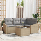 Garden lounge set with cushions 5 pcs Beige and Light Grey poly rattan