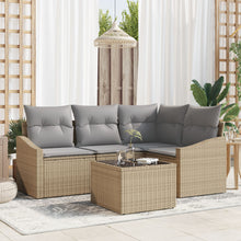 Tuin Sofa Set Set Van 5 Beige Rattan Tuin Eetset Rechthoekig