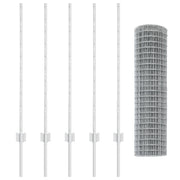 Fence with Pole Silver 1 x 10 m Steel