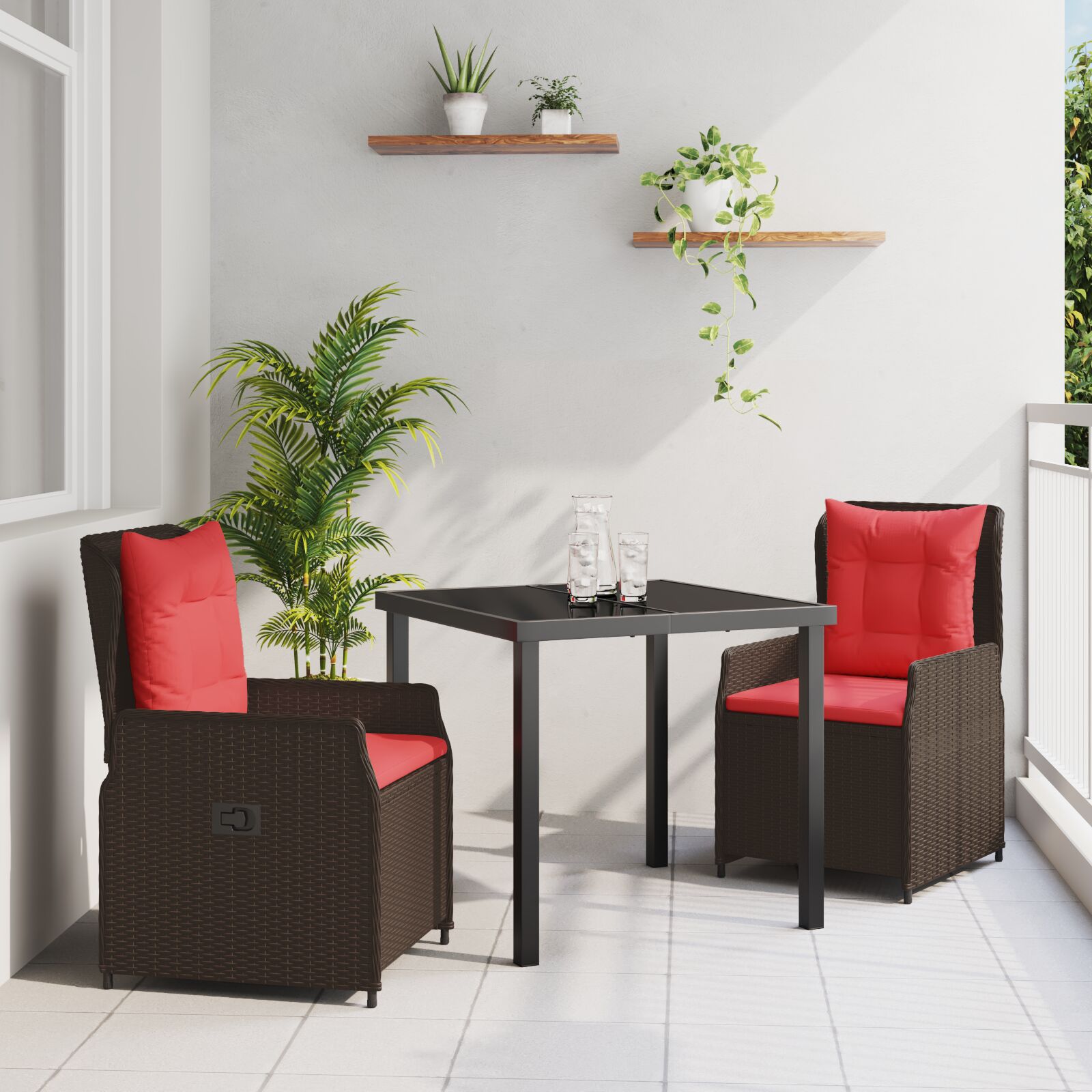 3-Delige Tuin Eettafelset Bruin Poly Rattan