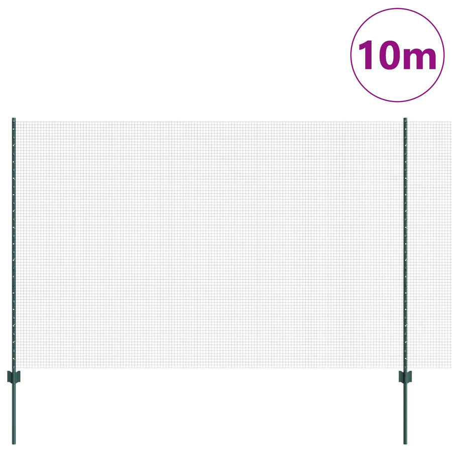 Gelaste Draad Omheining Met 5 U-Palen Groen 1,6X10 M Staal