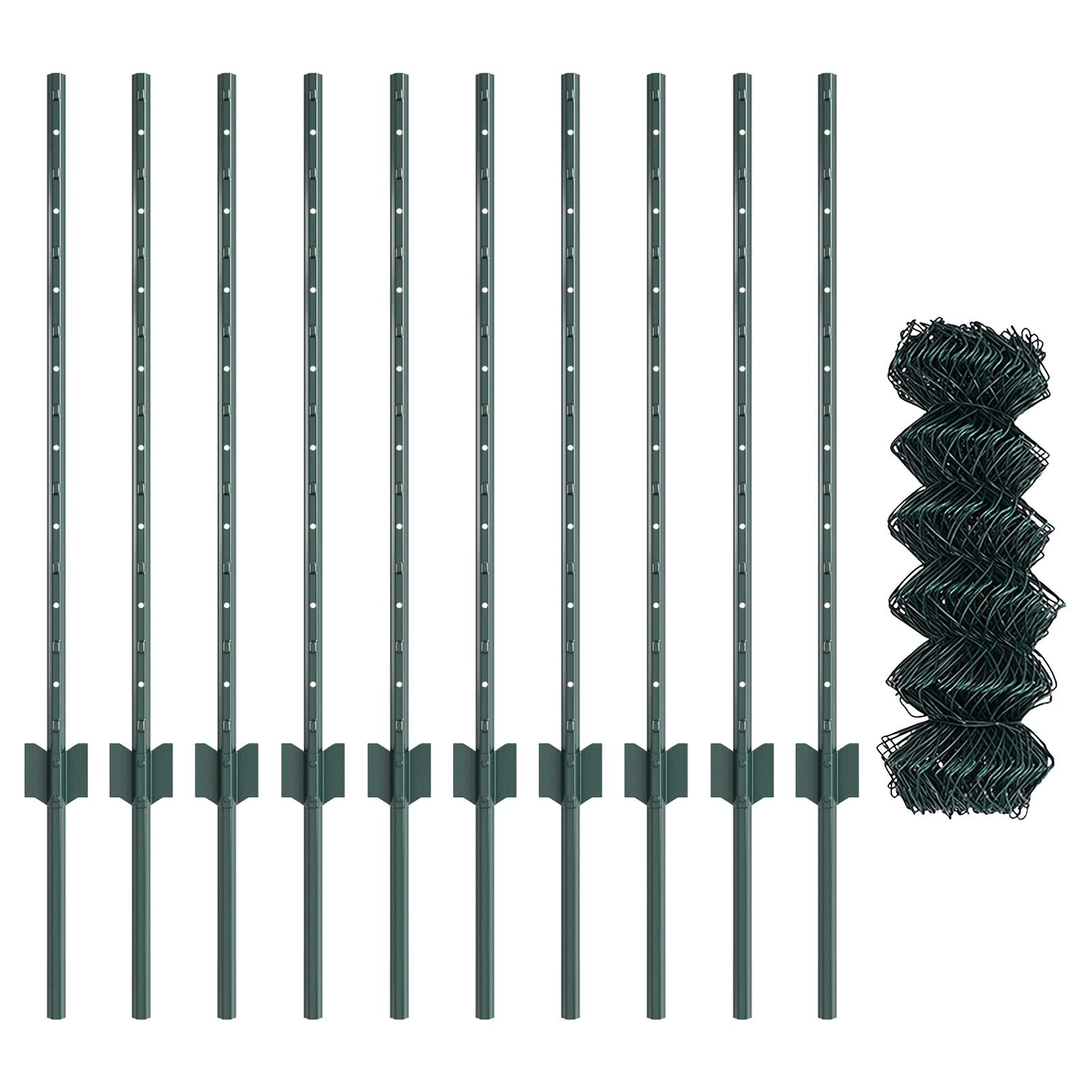 Kettenschuifhek Met 10 U Posts Groen 0.8X10 M Staal