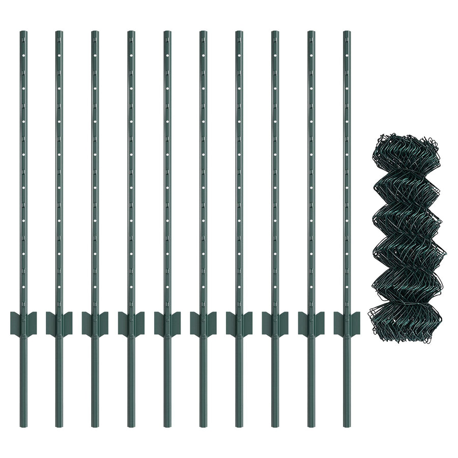 Kettenschuifhek Met 10 U Posts Groen 0.8X10 M Staal