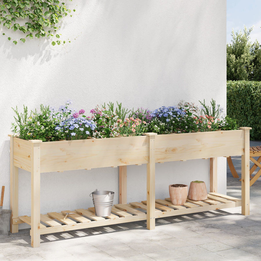 Tuincontainer Met Rasters 203X53X76 Cm Massief Vurenhout 203,5 x 53 x 76,5 cm