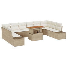 11-Delige Tuinbankset Met Kussens Beige Poly Rattan