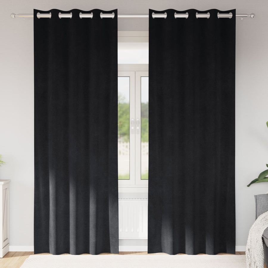 Verduisteringsgordijnen 2 Stuks Fluweel Zwart 140 x 245 cm met oogjes