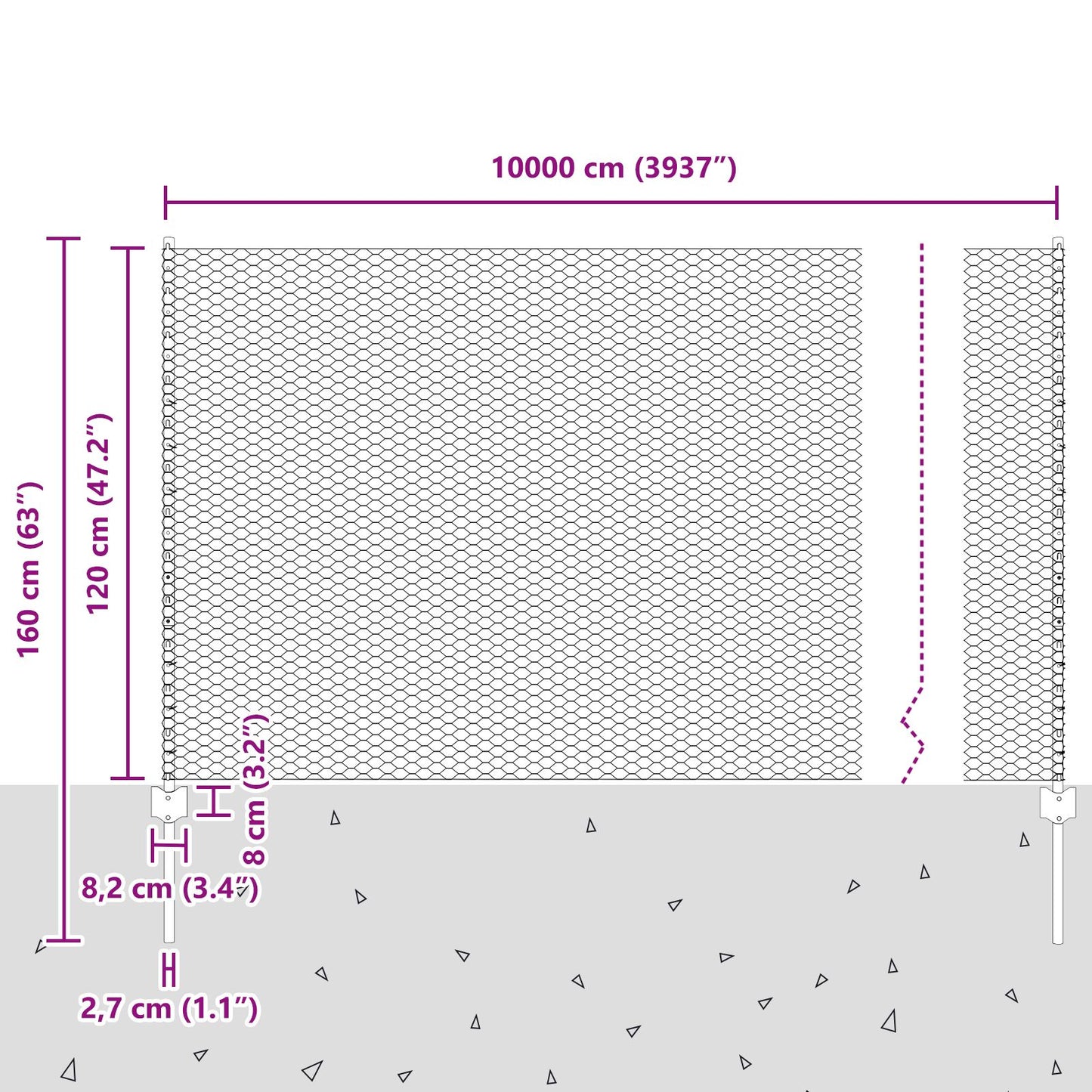 Schutting Palen 22 Stuks U-Kanaal 120 Cm Gegalvaniseerd Staal,  Zeshoekige Schutting 1,2X100 M Gegalvaniseerd Staal