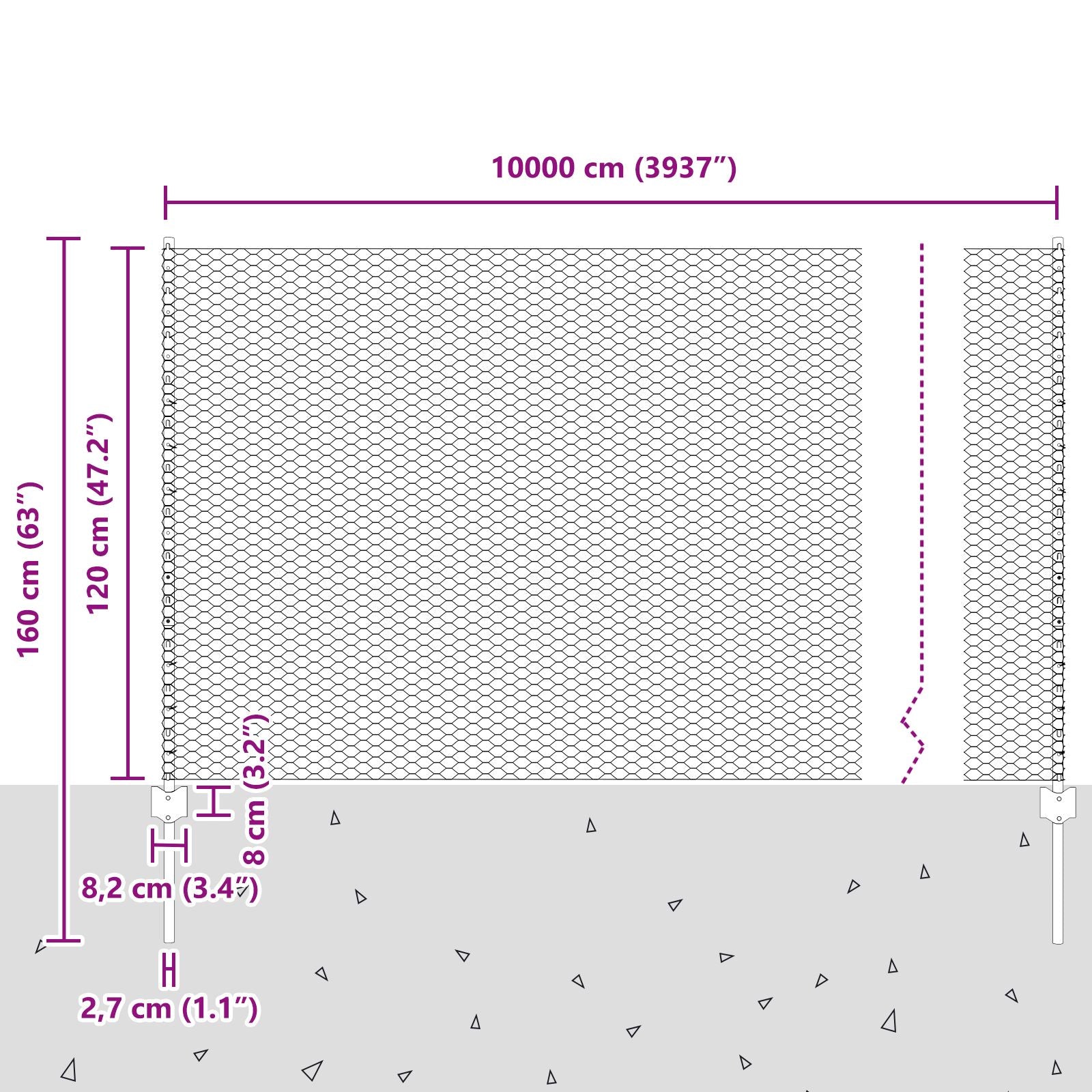 Schutting Palen 22 Stuks U-Kanaal 120 Cm Gegalvaniseerd Staal,  Zeshoekige Schutting 1,2X100 M Gegalvaniseerd Staal