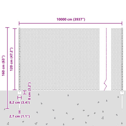 Schutting Palen 22 Stuks U-Kanaal 120 Cm Gegalvaniseerd Staal,  Zeshoekige Schutting 1,2X100 M Gegalvaniseerd Staal