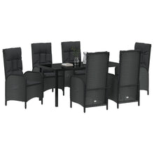 7-Delige Tuin Eet Set Zwart Poly Rattan