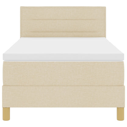 Boxspring Bed Met Matras Stof Crème 90 x 200 cm Lijnen ontwerp